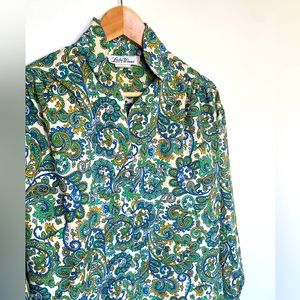 Retro 1970s Lucky Winner paisley print button down